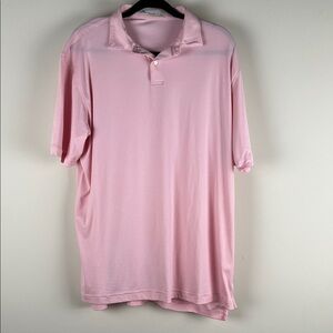 Peter Millar Featherweight Men's Pink with white Stripes Polo Shirt Large